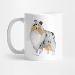 White, Blue Merle & Tan Rough Collie Dog Mug